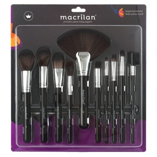 KIT PARA MAQUIAGEM COM 10 PINCEIS MACRILAN